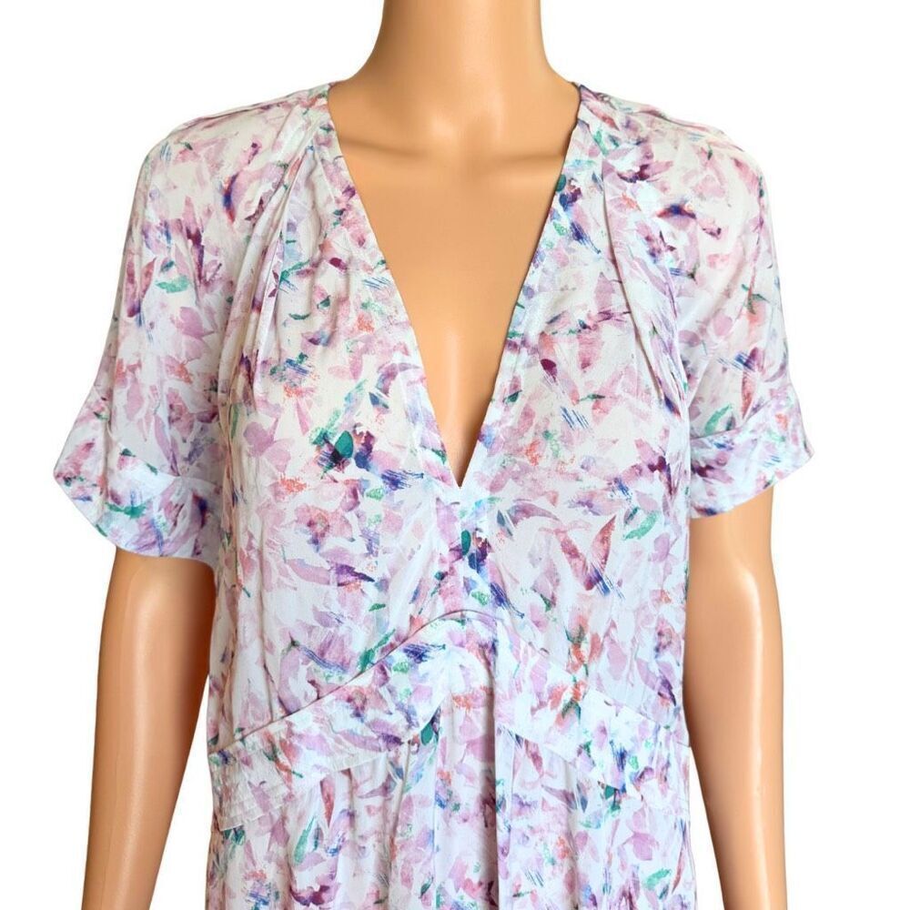 IRO Bago Dress 36 US 4 Small Abstract Print Pink Purple Sheer Mini Shift Revolve - Picture 7 of 9